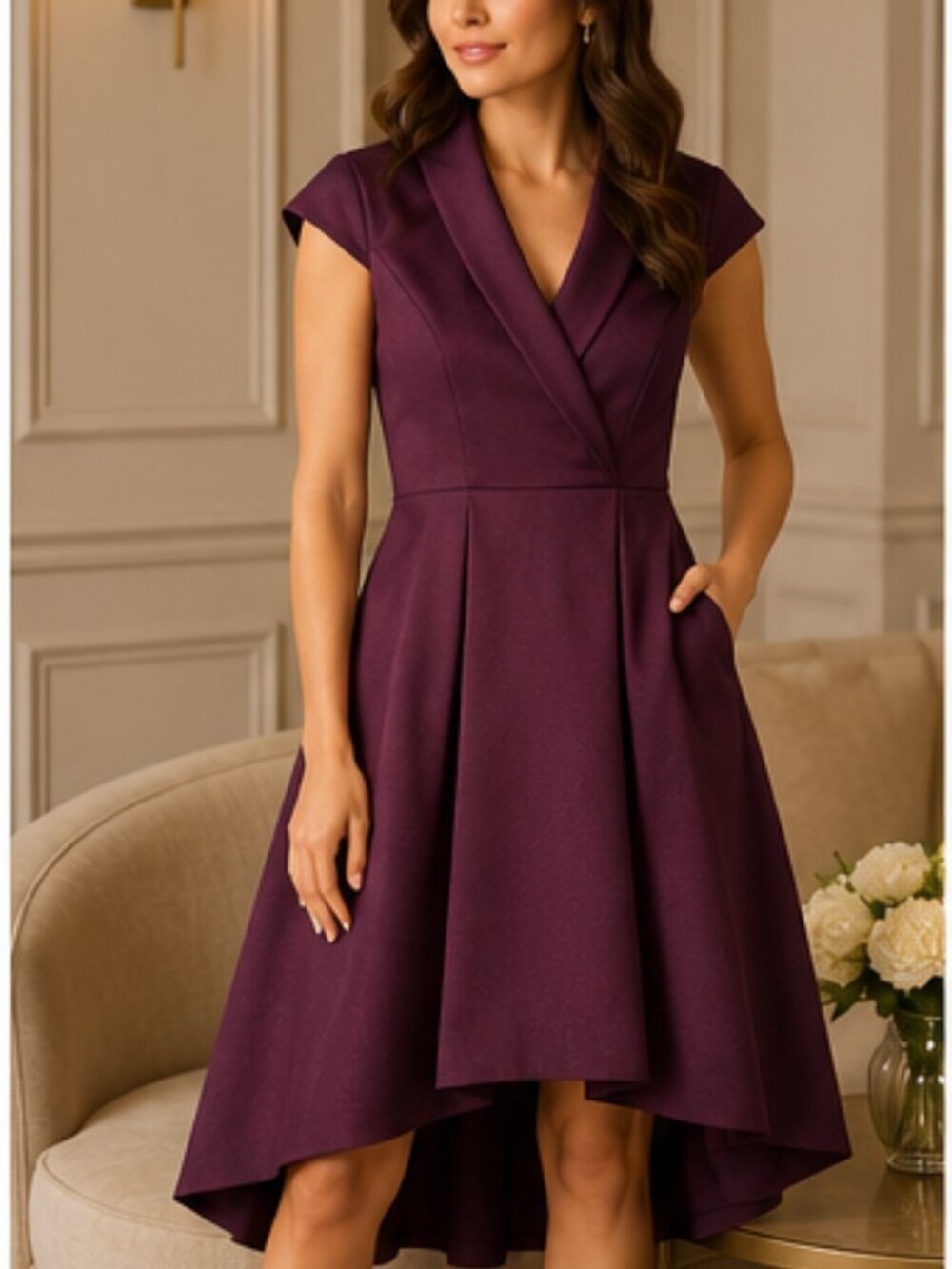 Adrianna Papell High Low Midi Dress NWT Size 10 Purple